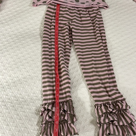 Mustard Pie pink taupe yellow 3 piece tutu ruffle pants top outfit sz 7 so cute - Picture 7 of 12